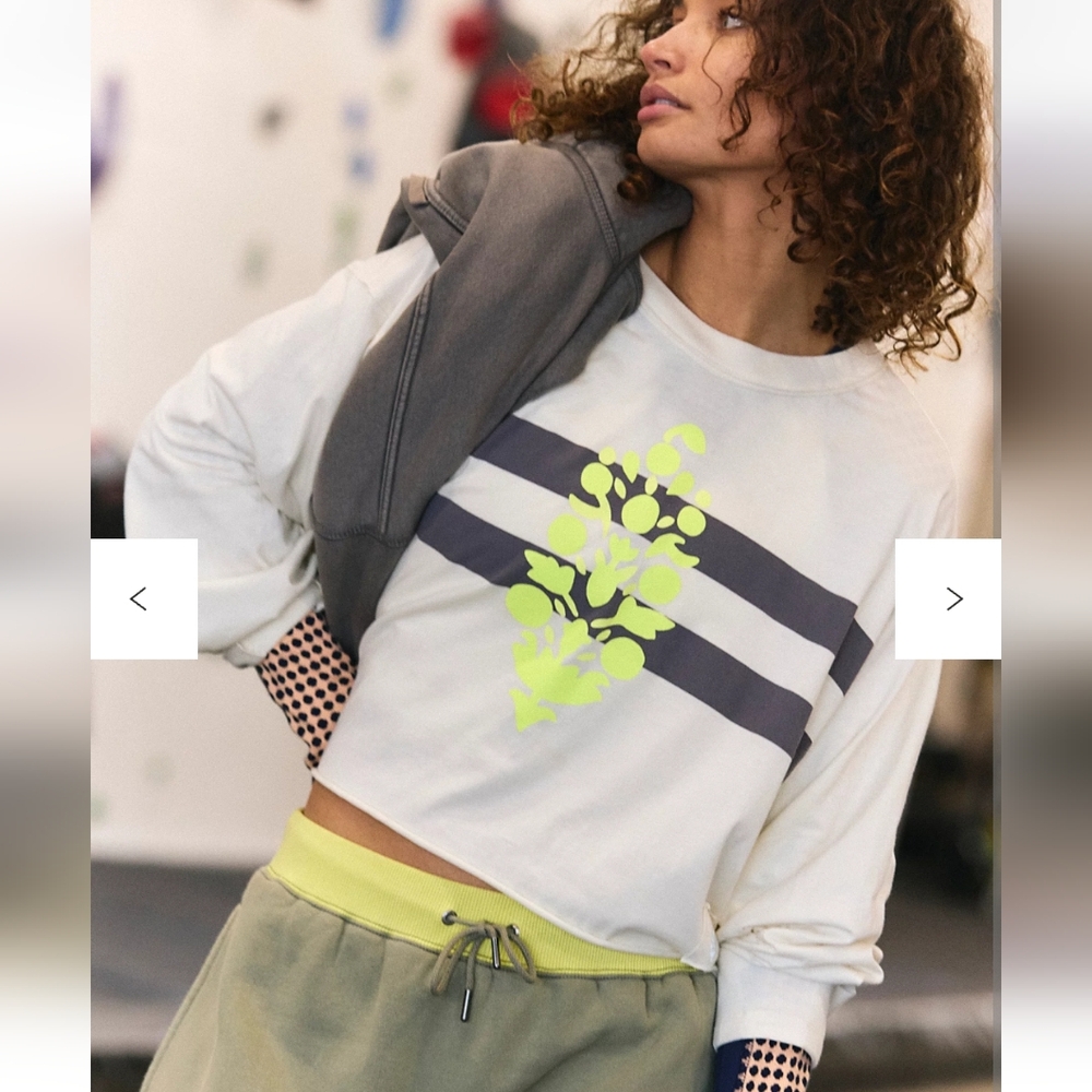NWT FP Movement by Free People White and Gray Top Tshirt